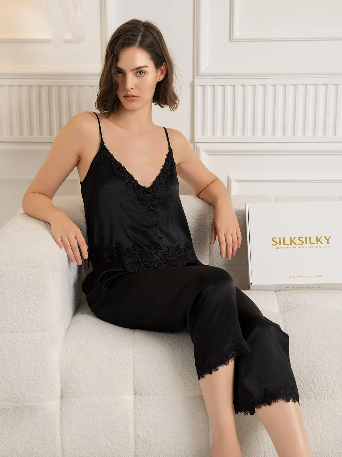 Pure Silk Casual Cami & Pants Pajama Set