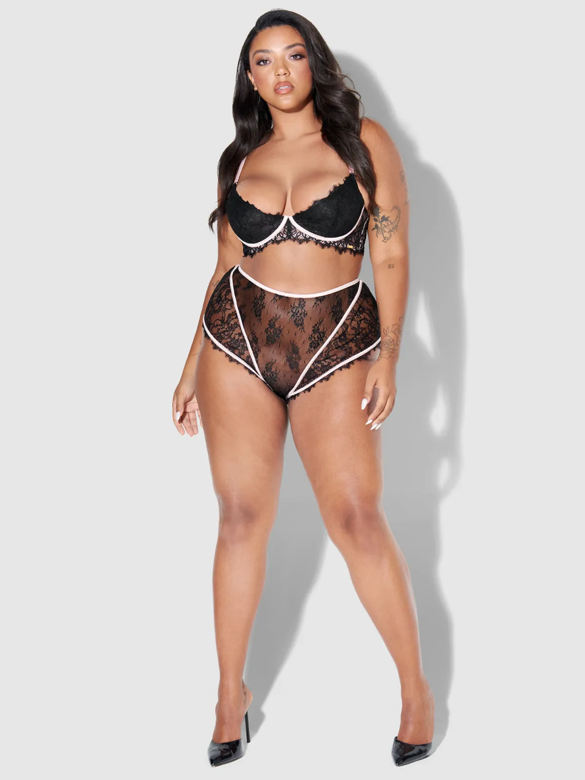 Rosalind Lace Cup Bra With Satin Half Cup