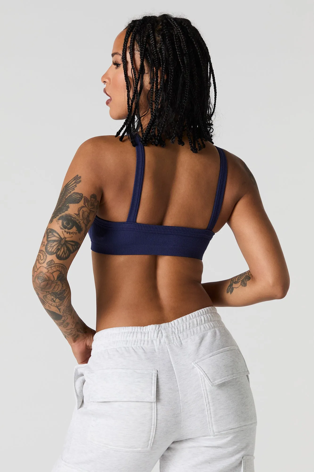 Seamless Ribbed Bralette with Built-In Cups