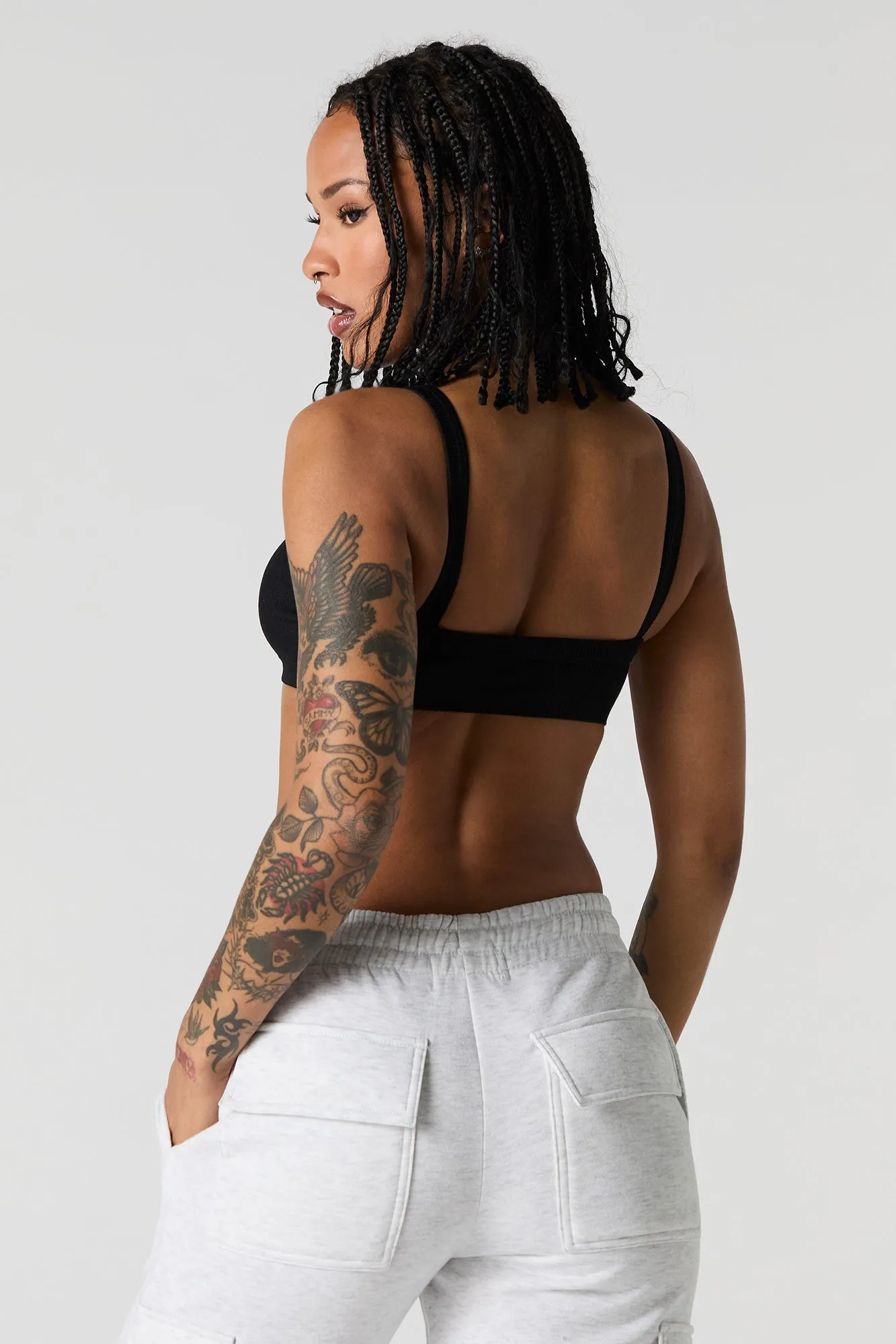 Seamless Ribbed Bralette with Built-In Cups