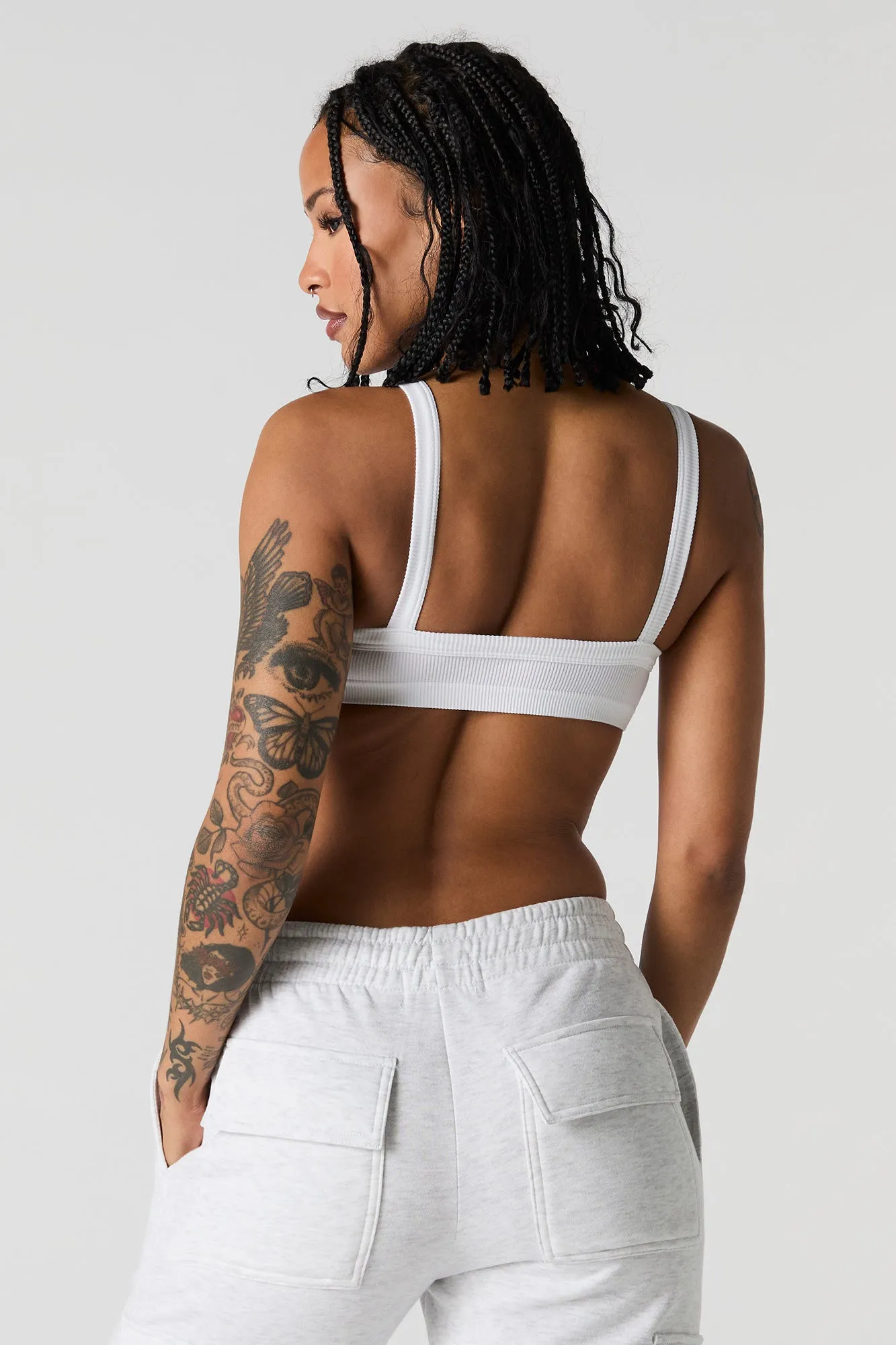 Seamless Ribbed Bralette with Built-In Cups