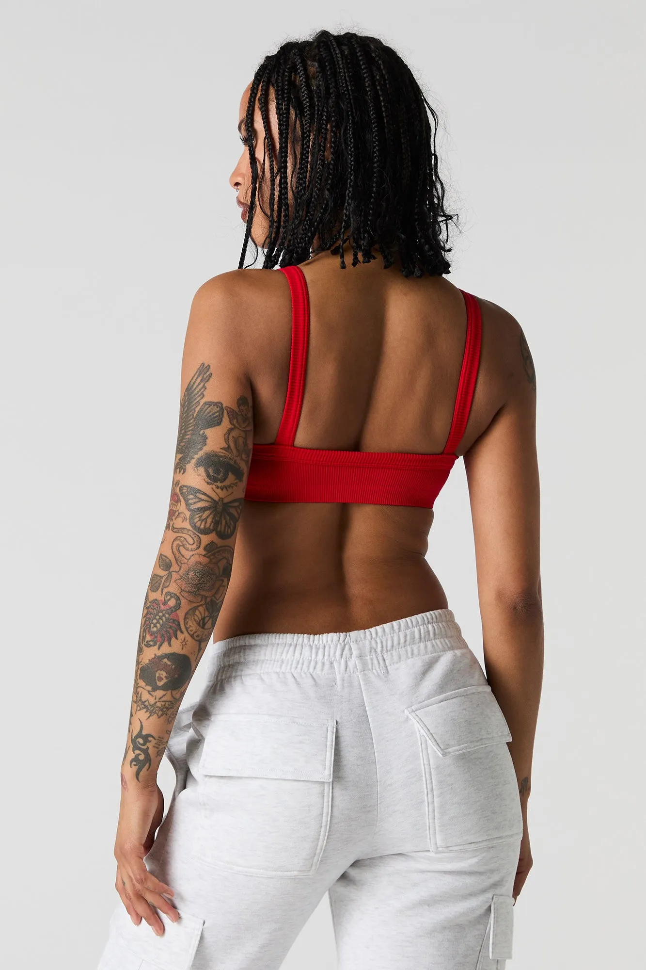 Seamless Ribbed Bralette with Built-In Cups