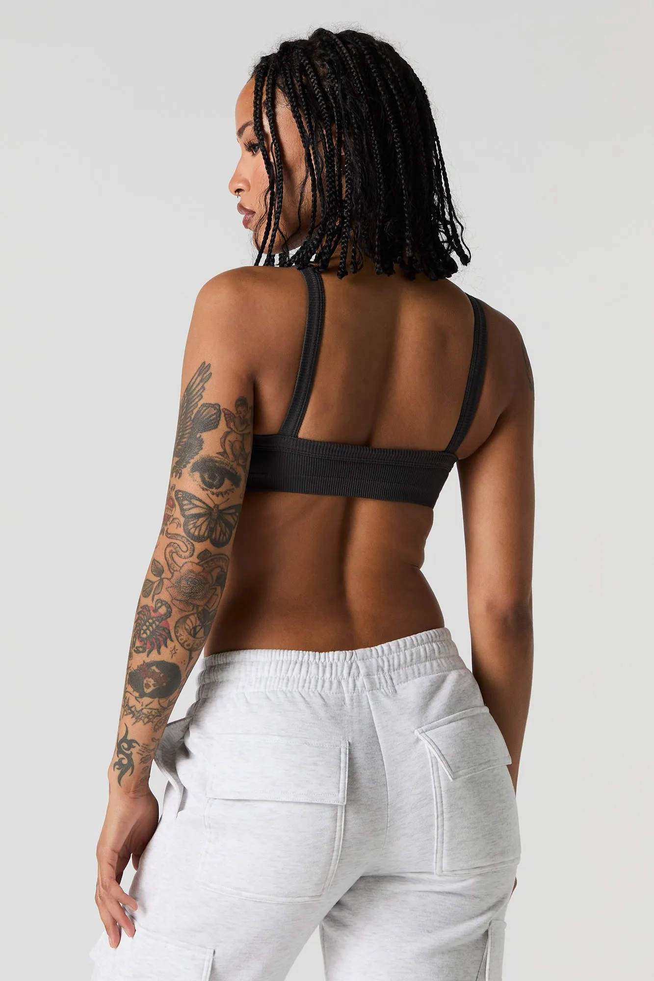 Seamless Ribbed Bralette with Built-In Cups
