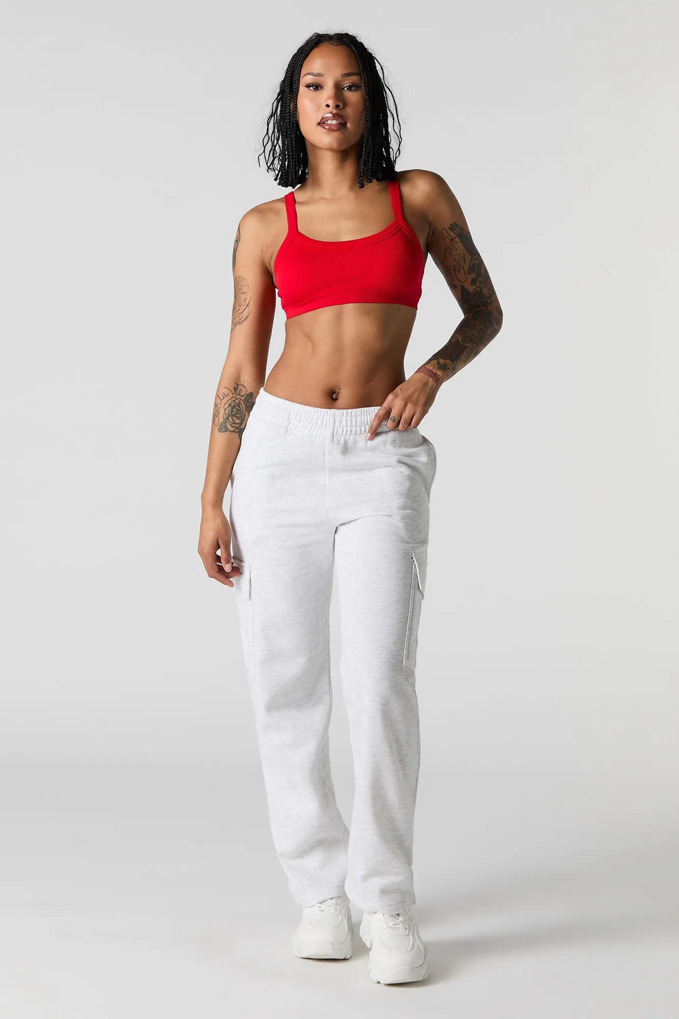 Seamless Ribbed Bralette with Built-In Cups