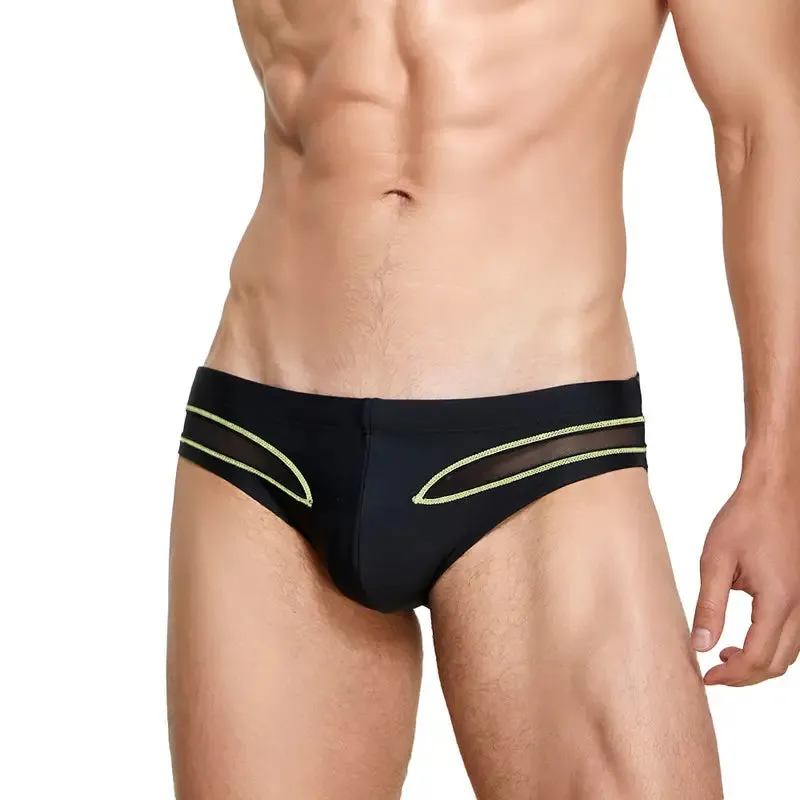 Seobean Men's Low-Rise Swim Briefs with Mesh Inserts - Sexy & Quick-Dry 230903