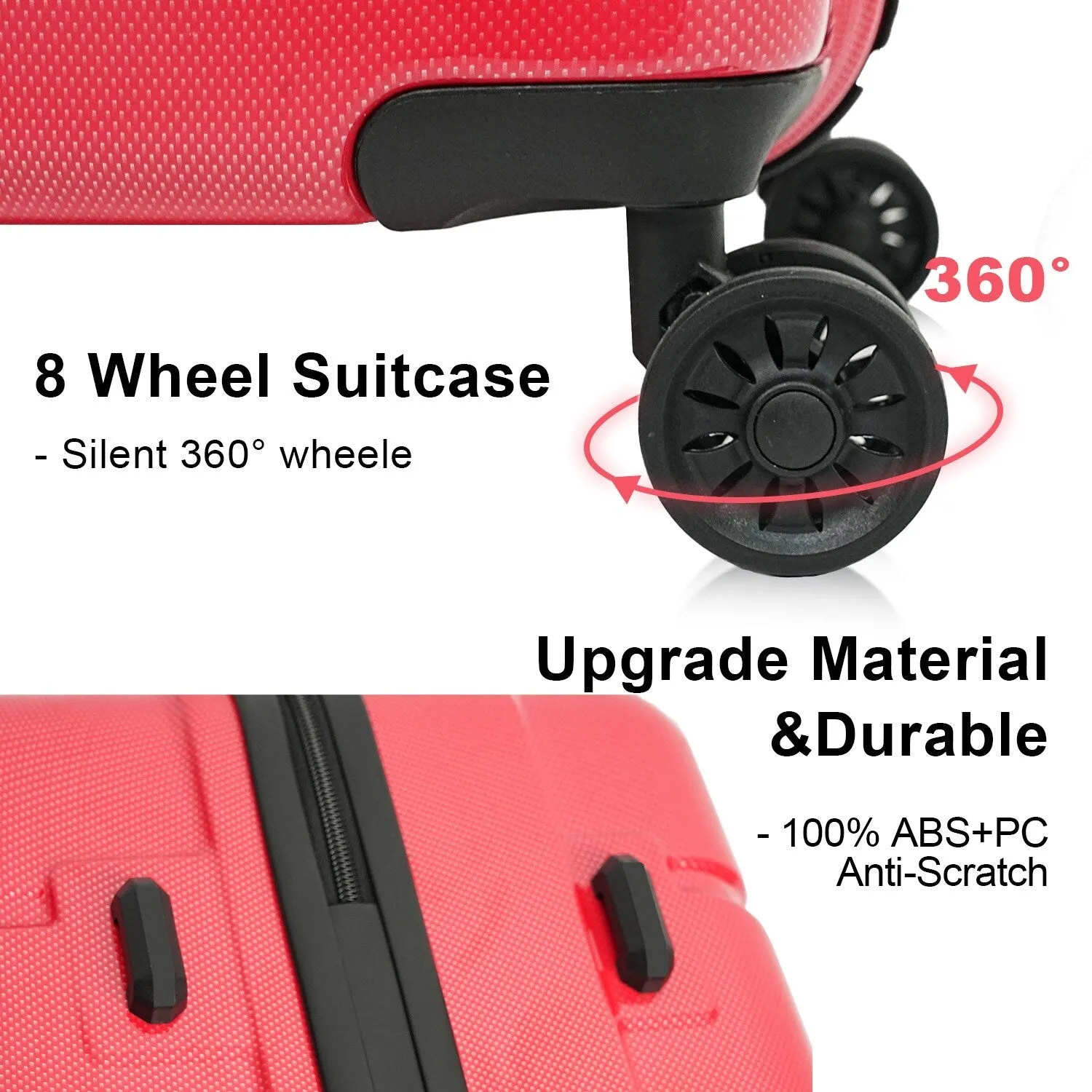 Versatile 3pcs Luggage Sets with Spinner Wheels and TSA Lock, Hardshell Lightweight Suitcase (20/24/28)