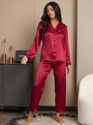 Women's 100% Mulberry Silk Long Sleeve Pajama Set