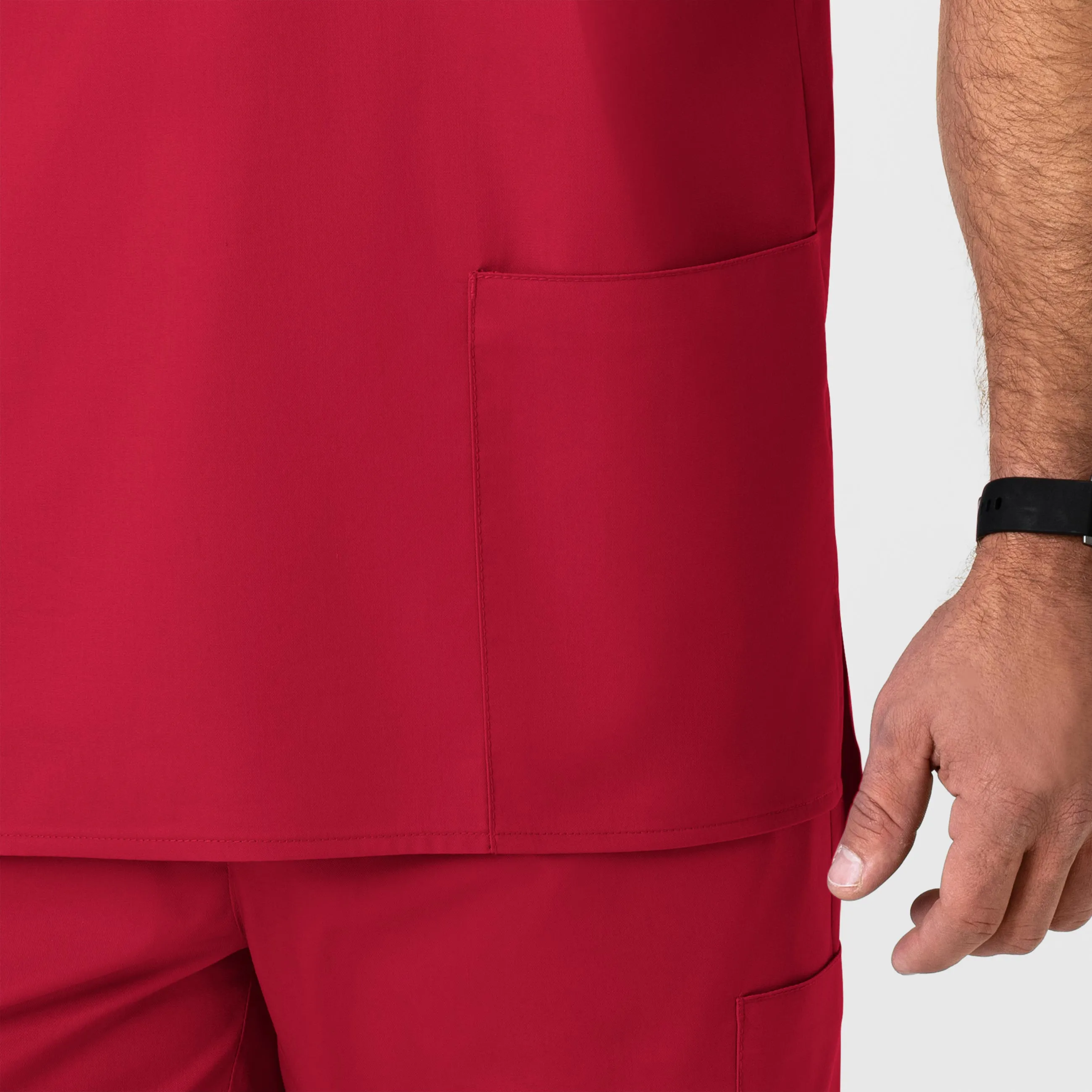 WonderWORK Men's V-Neck Scrub Top - Red