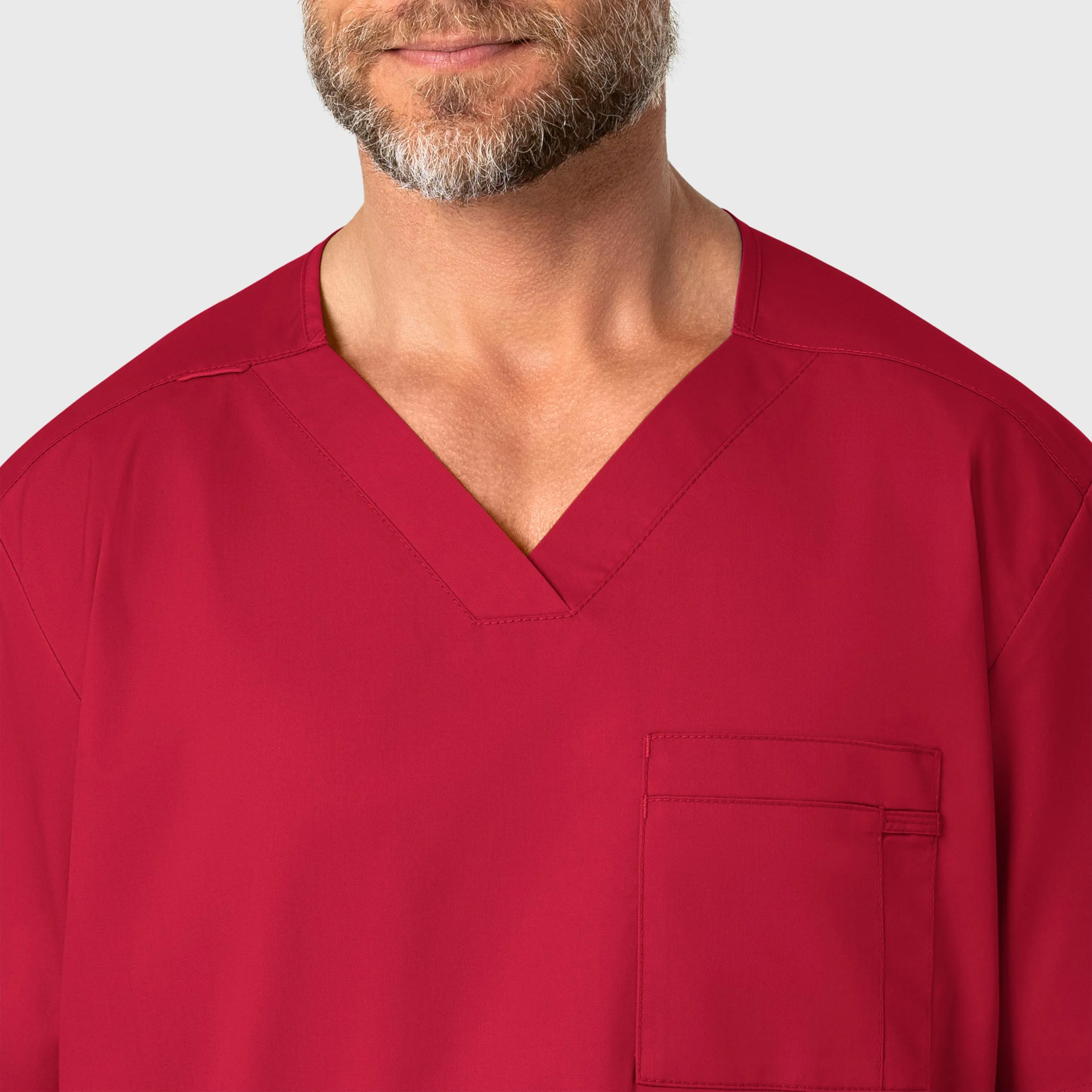 WonderWORK Men's V-Neck Scrub Top - Red