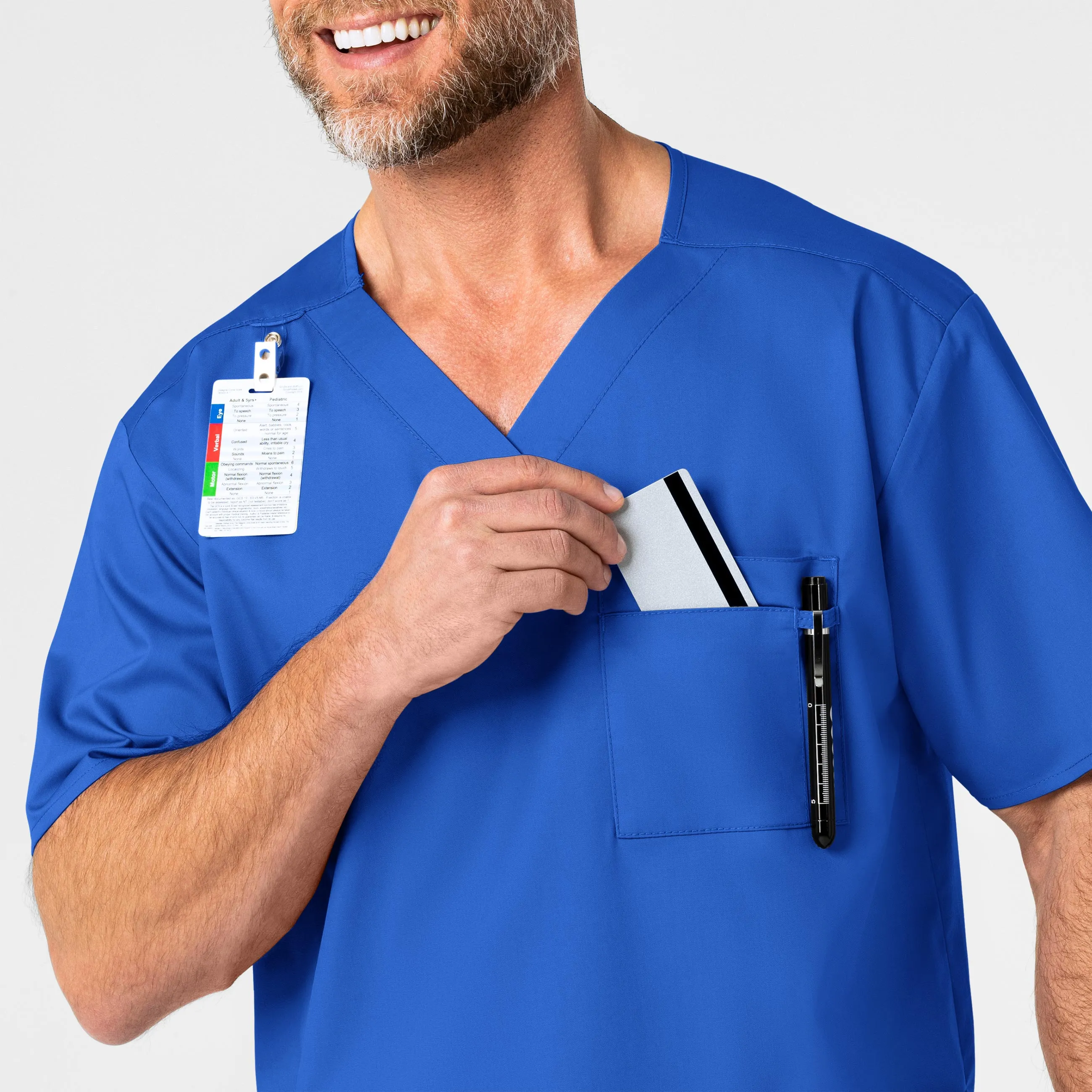 WonderWORK Men's V-Neck Scrub Top - Royal