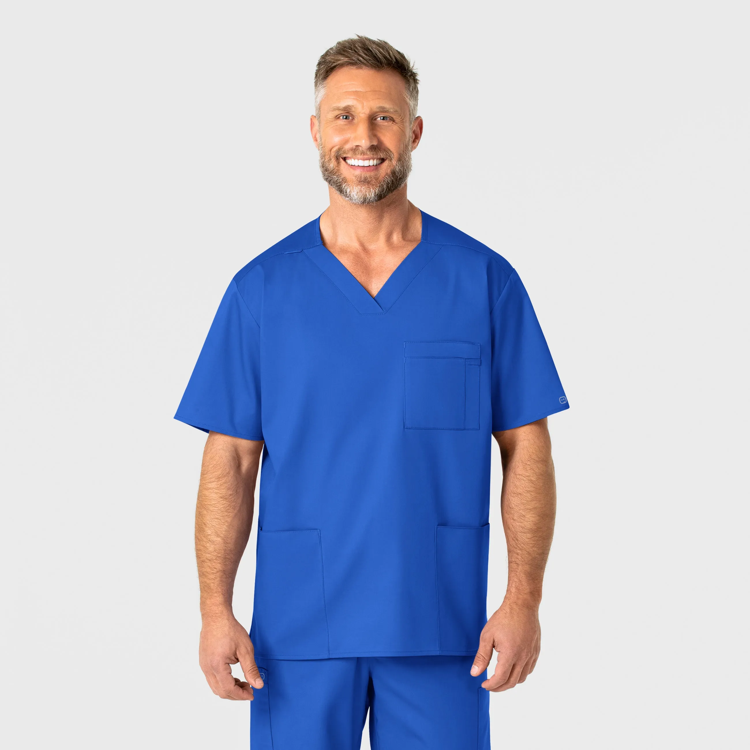 WonderWORK Men's V-Neck Scrub Top - Royal