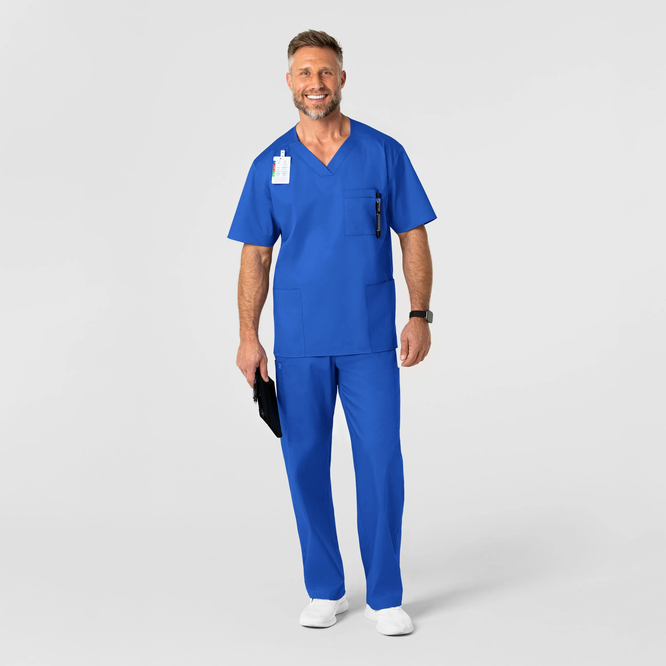 WonderWORK Men's V-Neck Scrub Top - Royal