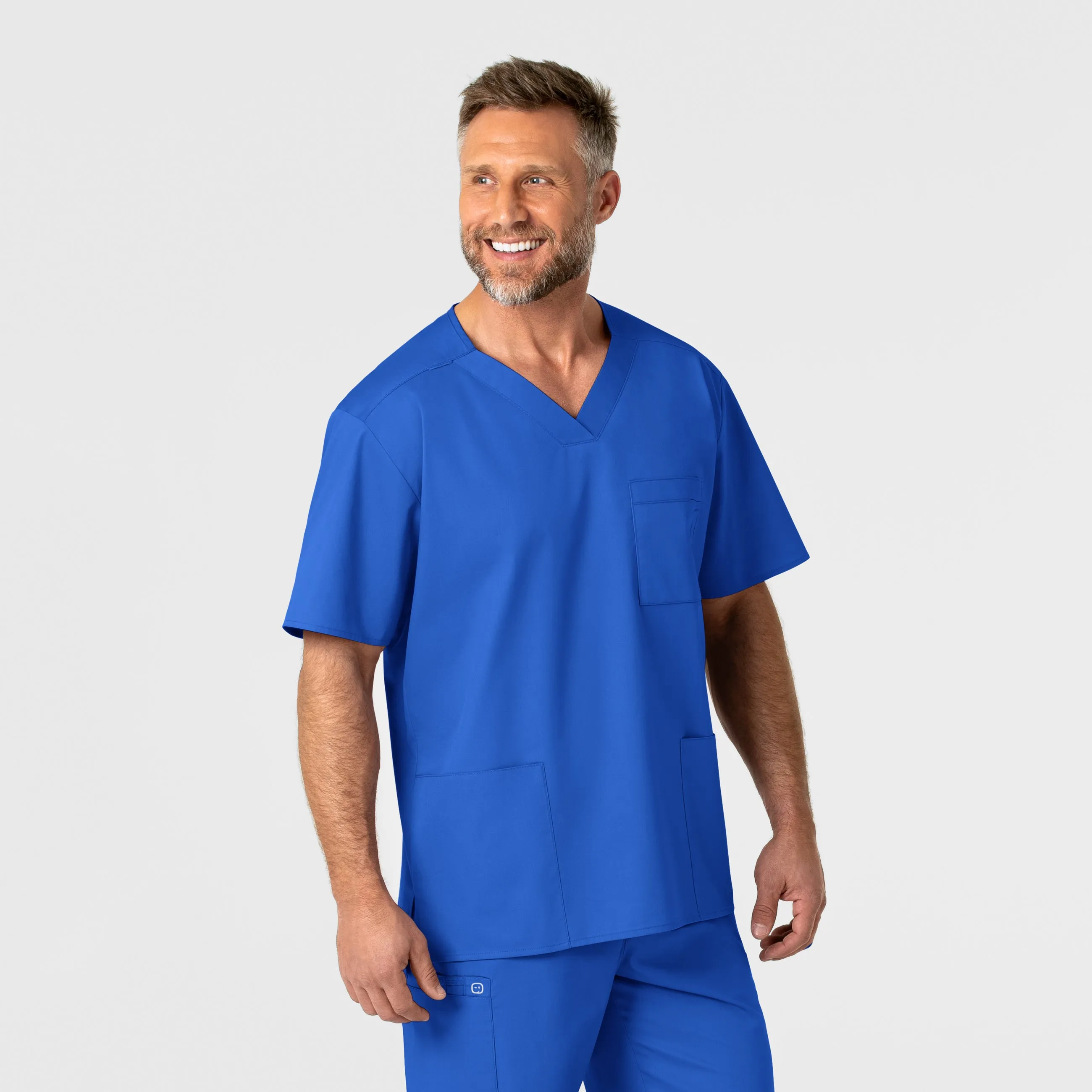 WonderWORK Men's V-Neck Scrub Top - Royal