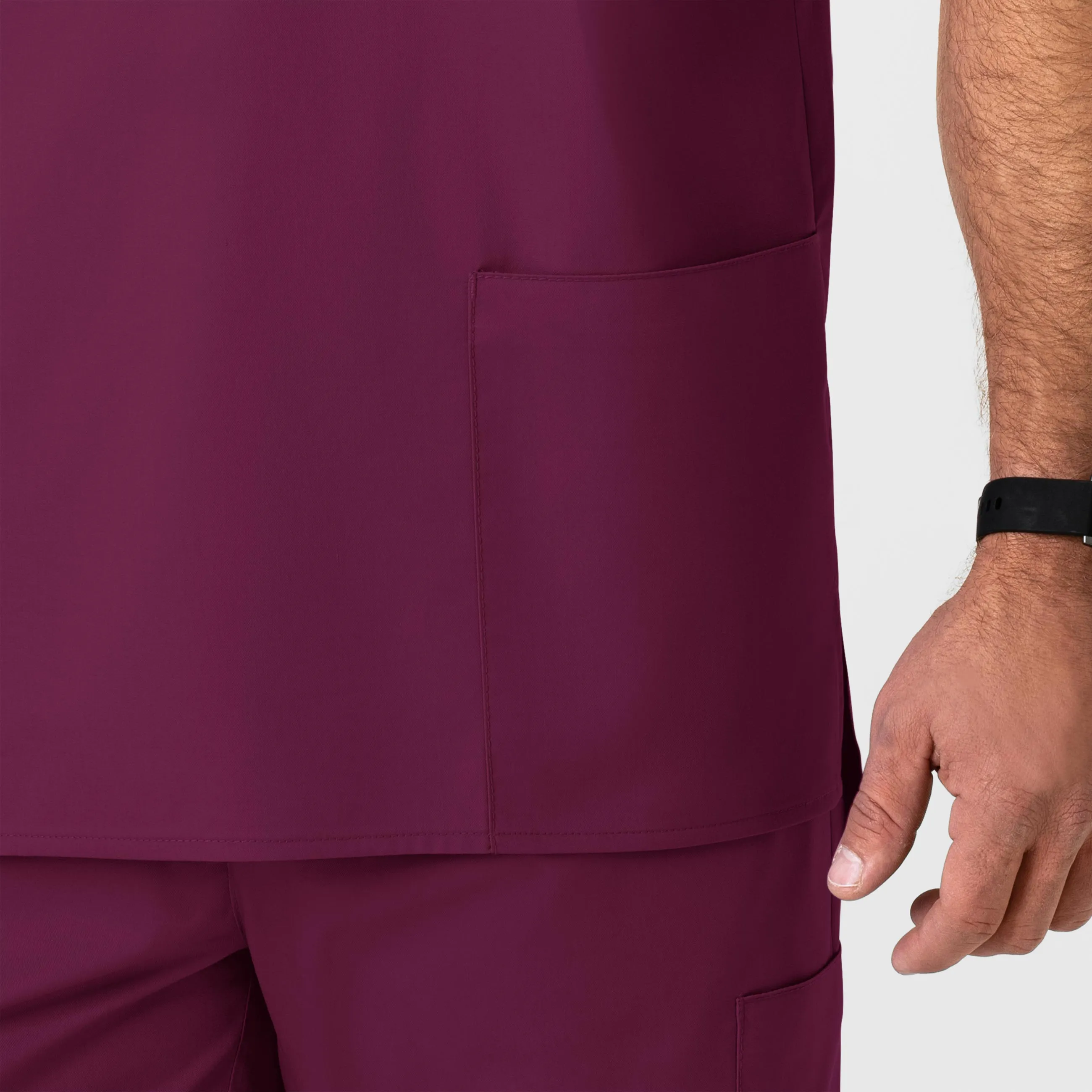 WonderWORK Men's V-Neck Scrub Top - Wine