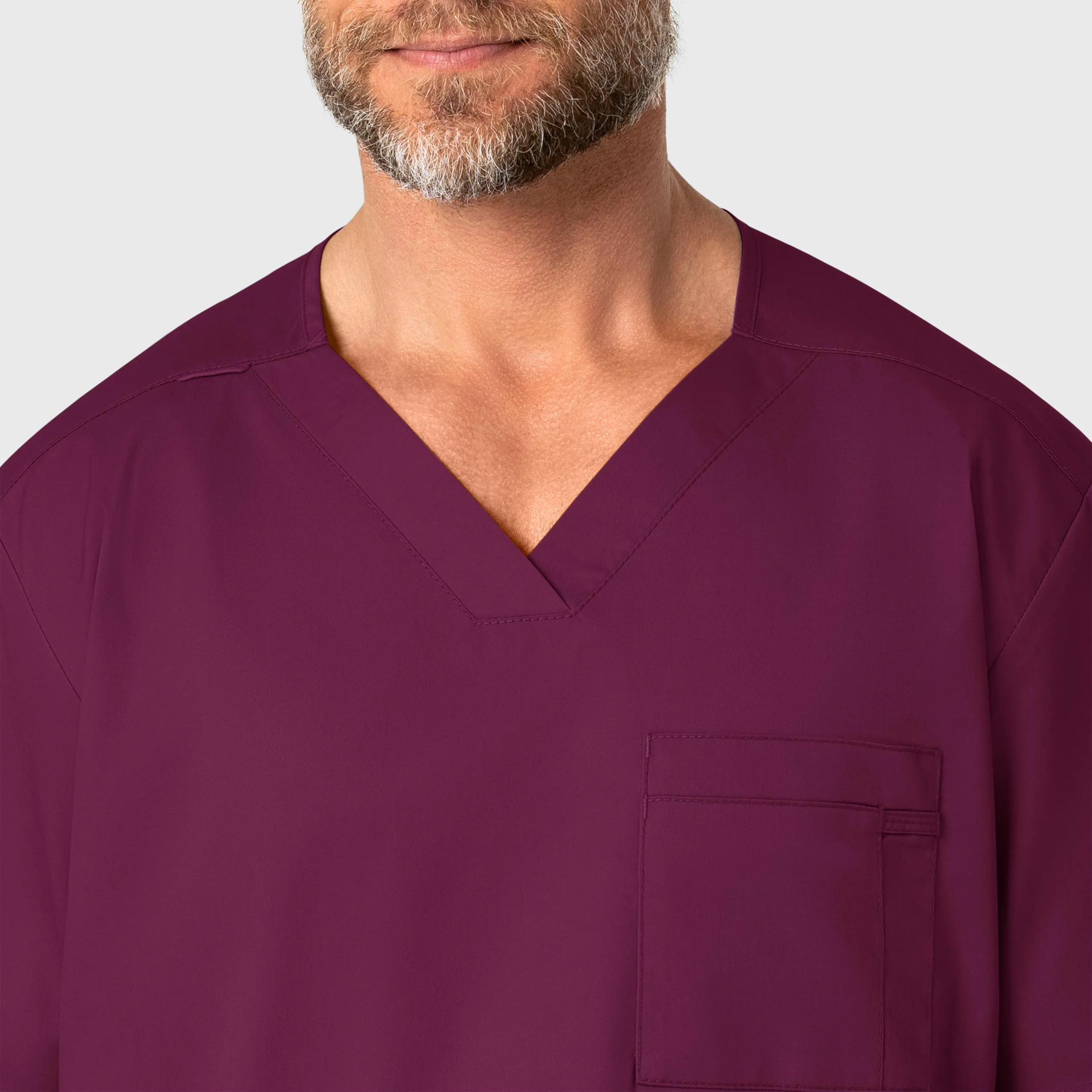 WonderWORK Men's V-Neck Scrub Top - Wine